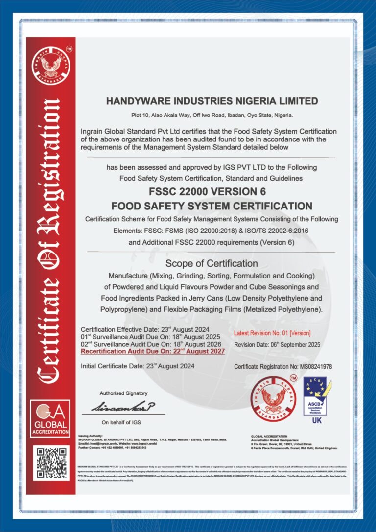Food Safety System Certification